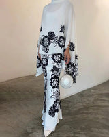 HIGH COLLAR FLORAL ELEGANT SLIM SET