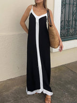 Lavechic Colorblock Suspender Midi Dress