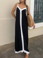 Lavechic Colorblock Suspender Midi Dress