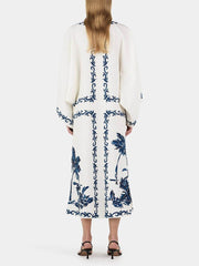 Vintage Hawaiian Print Sequined Oversized Loose Midi Dress