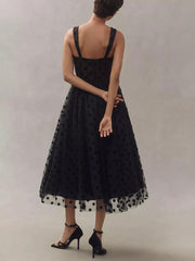 Polka Dot Sweetheart Bustier A-Line Midi Dress
