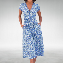 Alice | Women’s Floral V-Neck Pocket Midi Dress