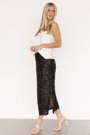 Charmed Sequin Midi Skirt | Black
