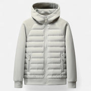 Men's Quilted Hooded Down Jacket – Spliced Design