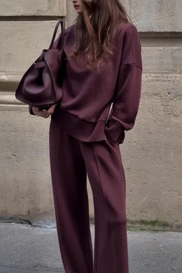 Long Sleeve Sweatshirt Casual Pocket Trousers Two-piece Set