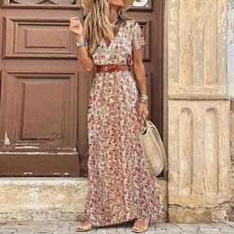 Harper | Women’s V-Neck Short Sleeve Maxi Dress