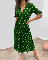 Mina™ | Dress with a V-neck and Dots