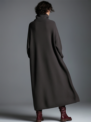 High-end Fashionable Loose Neckline Brown Knitted Maxi Dress