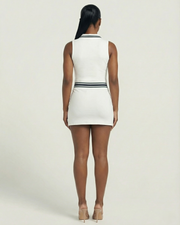 DRAYA Sporty Zip-Front Collared Top & Mini Skirt Set