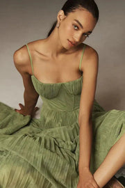 Sophia | Women’s Pleated Strappy Maxi Dress