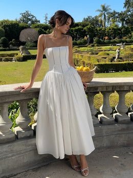 Caroline | Women Wedding Guest Corset Midi Dress