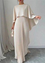 Amelia | Women’s Pleated Cape Overlay Maxi Dress