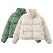 Remi | Cropped Puffer Jacket – Ribbed Elevated Edge