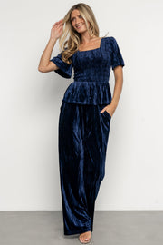 Elin Velvet Set | Navy