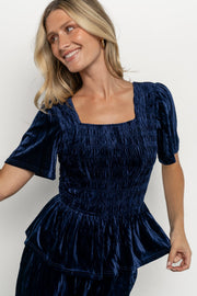 Elin Velvet Set | Navy
