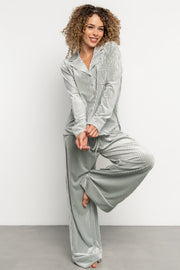 Klara Ribbed Velvet Pajama Set | Sage