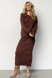 Blair Rib Knit Cardigan | Mahogany