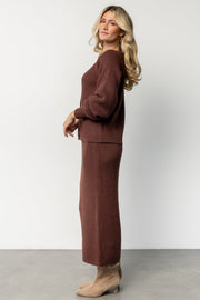 Blair Rib Knit Cardigan | Mahogany