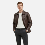 Men's Stand Collar PU Leather Jacket – Autumn Elegance