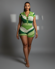 ELLAY Knit Abstract Print Romper