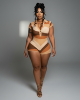 ELLAY Knit Abstract Print Romper