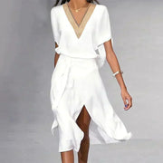 Olivia | Women’s Stylish V-Neck Wrap Midi Dress