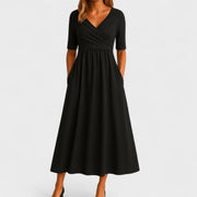 Jessica | Chic Women’s Midi Dress with V-Neck