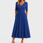 Jessica | Chic Women’s Midi Dress with V-Neck