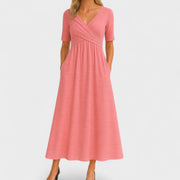 Jessica | Chic Women’s Midi Dress with V-Neck