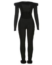 RAELYN Feather Trimmed Jumpsuit