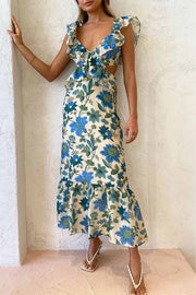 Bethany | Floral Elegant Ruffle Maxi Dress