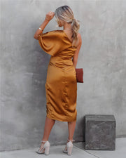 Ava | Women’s One Shoulder Wrap Midi Dress