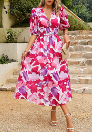 Ruby | Women’s Abstract Print Belted Midi Dress