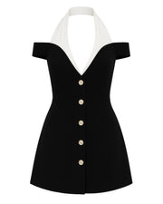 KATHERINE Off-Shoulder Halter Mini Dress