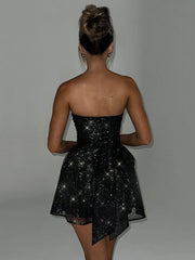 Emily | Women’s Strapless Pleated Mini Dress with Flared Hem
