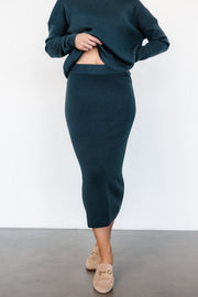 Carey Waffle Midi Skirt | Midnight Blue