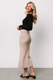 Carey Waffle Midi Skirt | Taupe