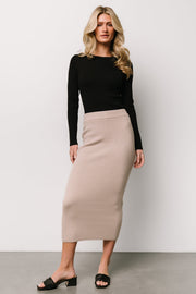 Carey Waffle Midi Skirt | Taupe
