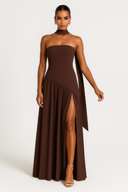 Scarlett | Women’s Stylish Strapless Slit Maxi Dress