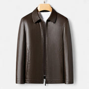 Men's Stand Collar PU Leather Jacket – Autumn Elegance