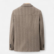 Men's Elegant Wool Blend Jacket with Business Lapel
