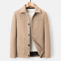Men's Elegant Wool Blend Jacket with Business Lapel