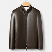 Men's Stand Collar PU Leather Jacket – Autumn Elegance