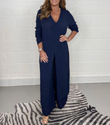 Two-piece Casual Long Top and Matching Pants Set