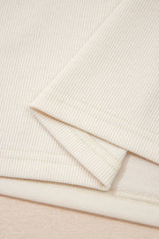Jet Stream Solid Color Contrast Textured Patchwork Raw Edge 2pcs Short Set