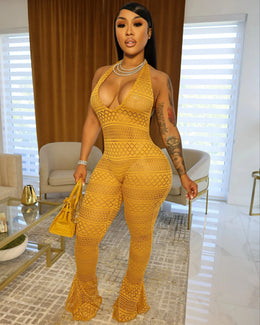 SARI Patterned Flare Jumpsuit