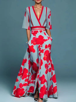 Isabella | Long Flowing Dress with Bold Floral Design for Women