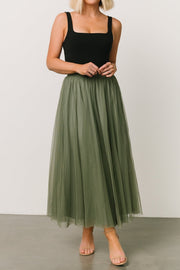 Mila Tulle Skirt | Dark Sage