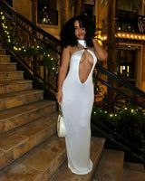ALYSSA Halter Neck Slim Maxi Dress