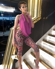 DENISE Plunge Halter Top & Capri Pants Set